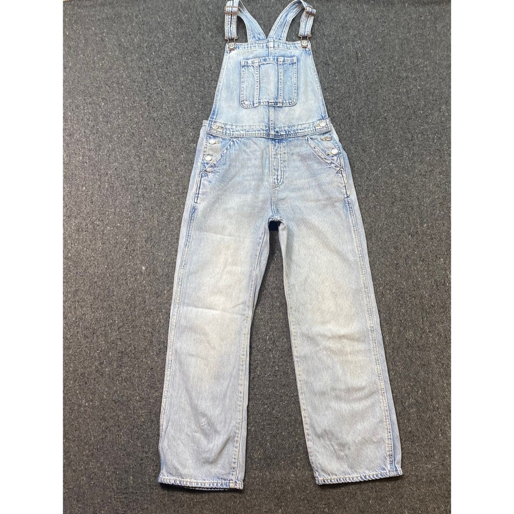 Gap Denim Overalls Sz 12 Girls Blue Skater Grunge Light Wash Bibs Straight Leg